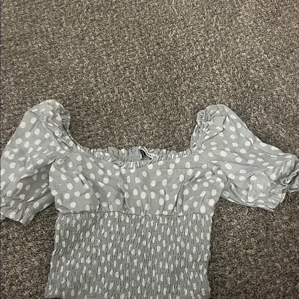 Abercrombie & Fitch light green/Gray Polka Dot Blouse